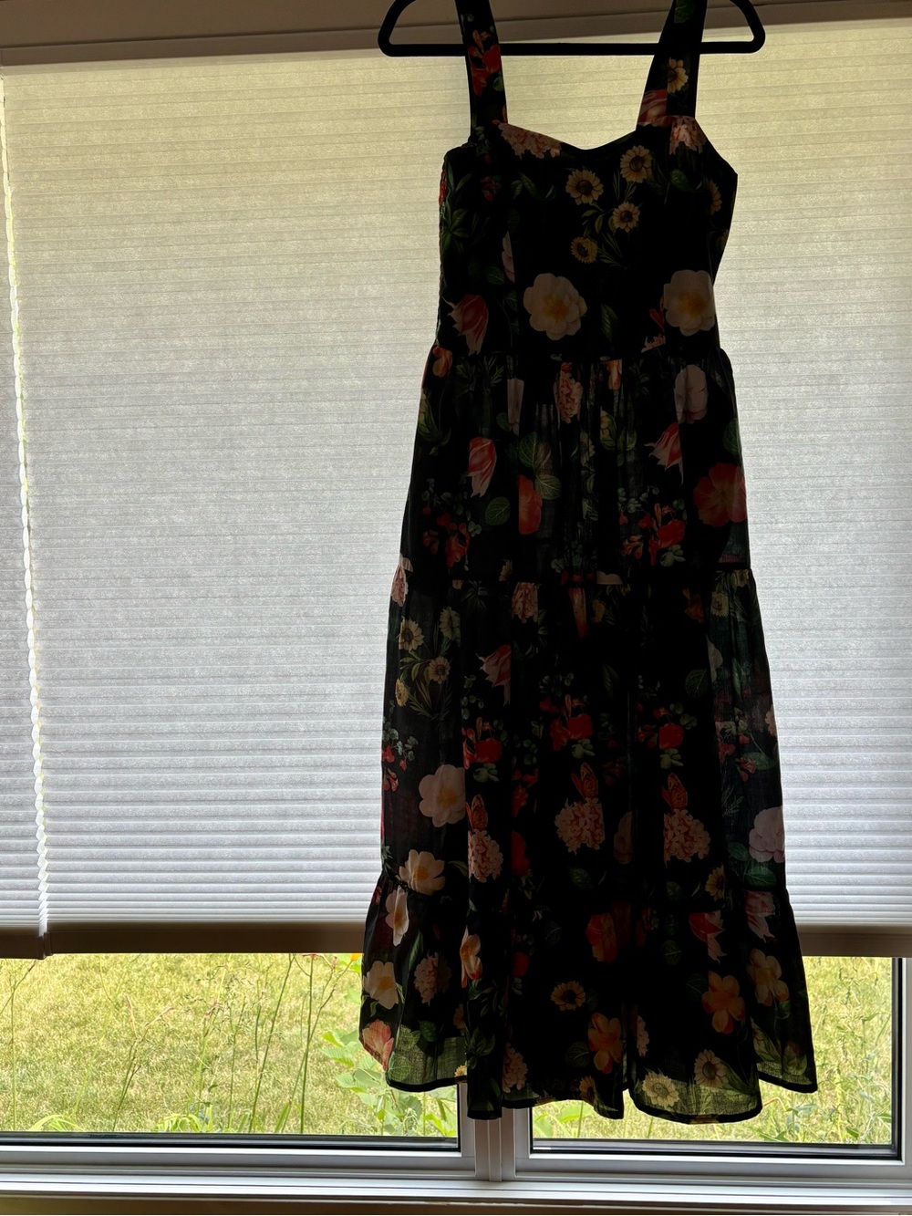 Mariposa Women’s Black Floral Sundress with Straps NWT